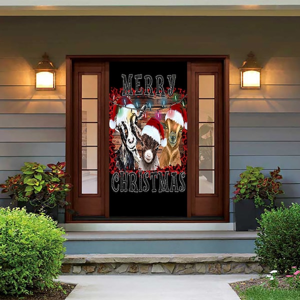 Goat Carolers Door Cover - Goat Door Cover - Christmas Goats - Christmas Door Covers - Outdoor Christmas Decorations - Holiday Door Covers