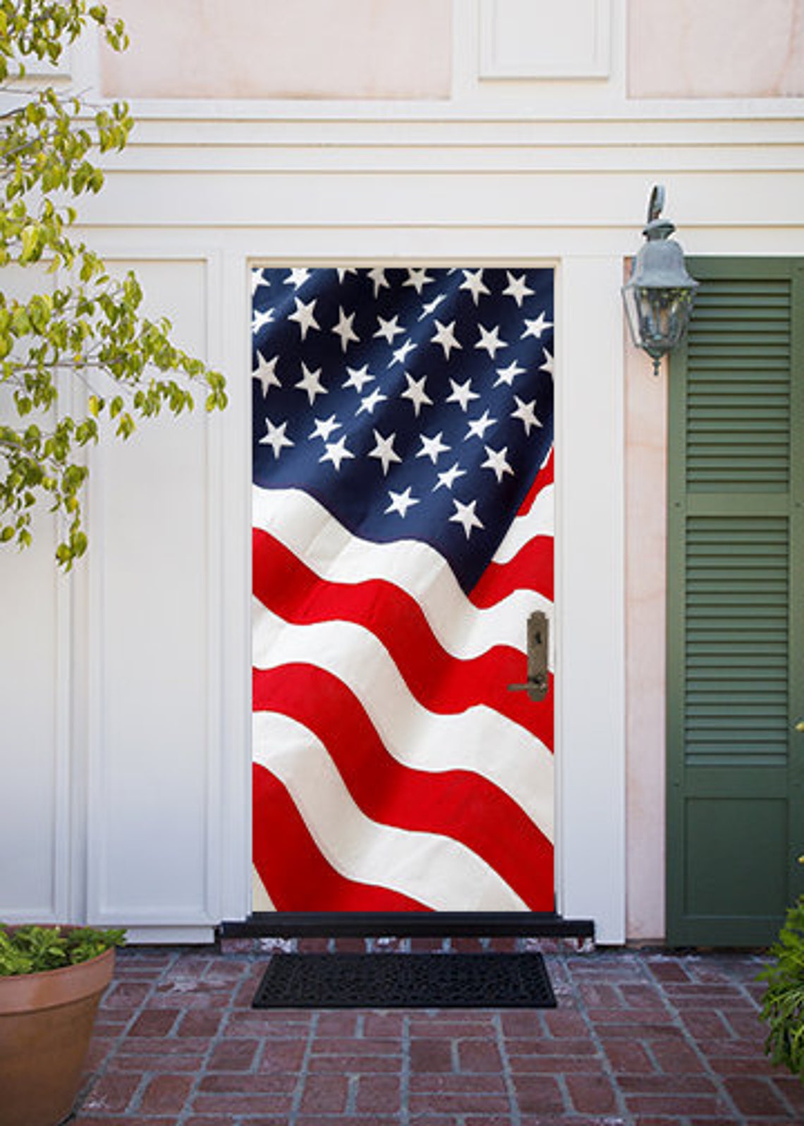 Wavy American Flag Decoration Door Decor Door Covers Etsy