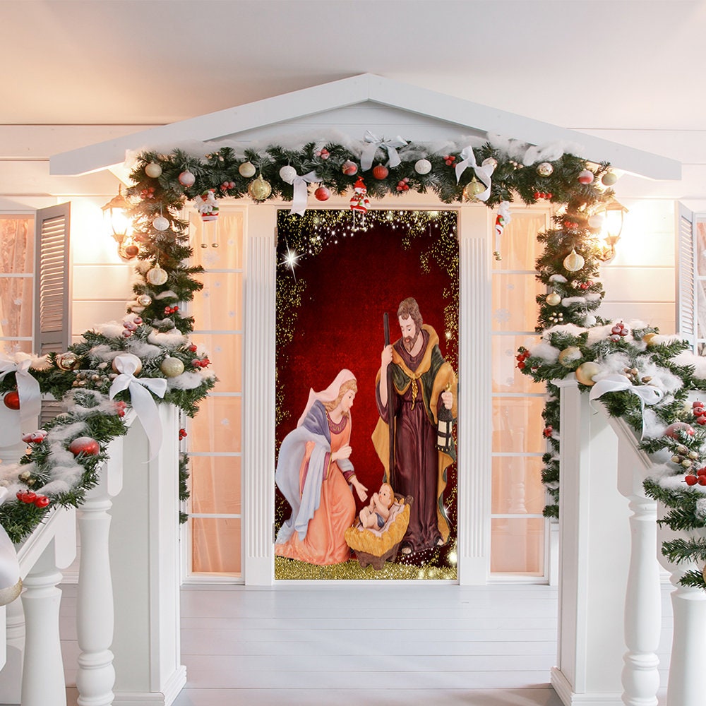 Nativity Scene Door Decoration Christmas Door Covers  Etsy
