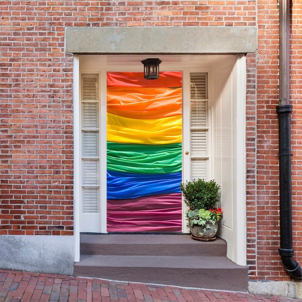 Gay Pride Flag Door Cover - Pride Month Decor - Gay Decorations - Pride Decor - LGBTQ Decorations - Pride Decorations