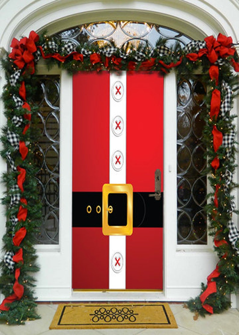 Santa's Belt Door Decoration Christmas Door Covers Etsy