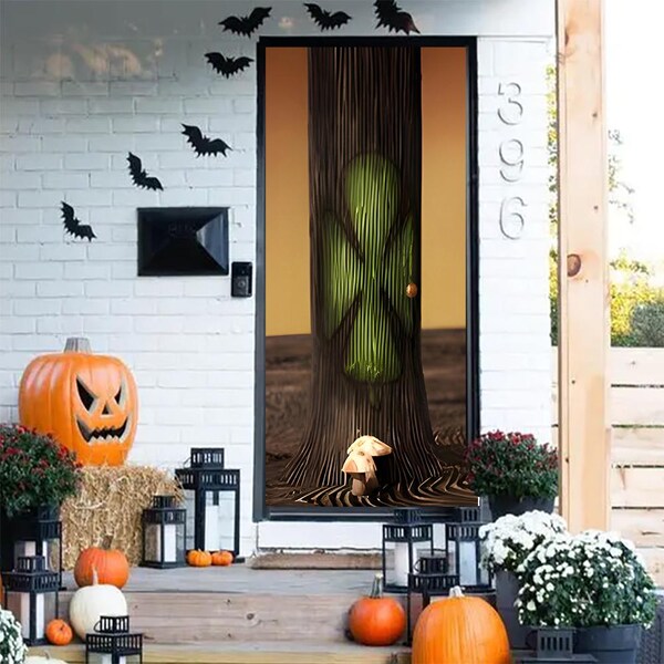 Cubierta de puerta con diseño de trébol de Pesadilla antes de Navidad: lavable y reutilizable