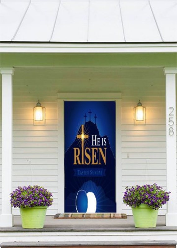 He Is Risen Easter Sunday Door Decorations Easter Front Door Etsy