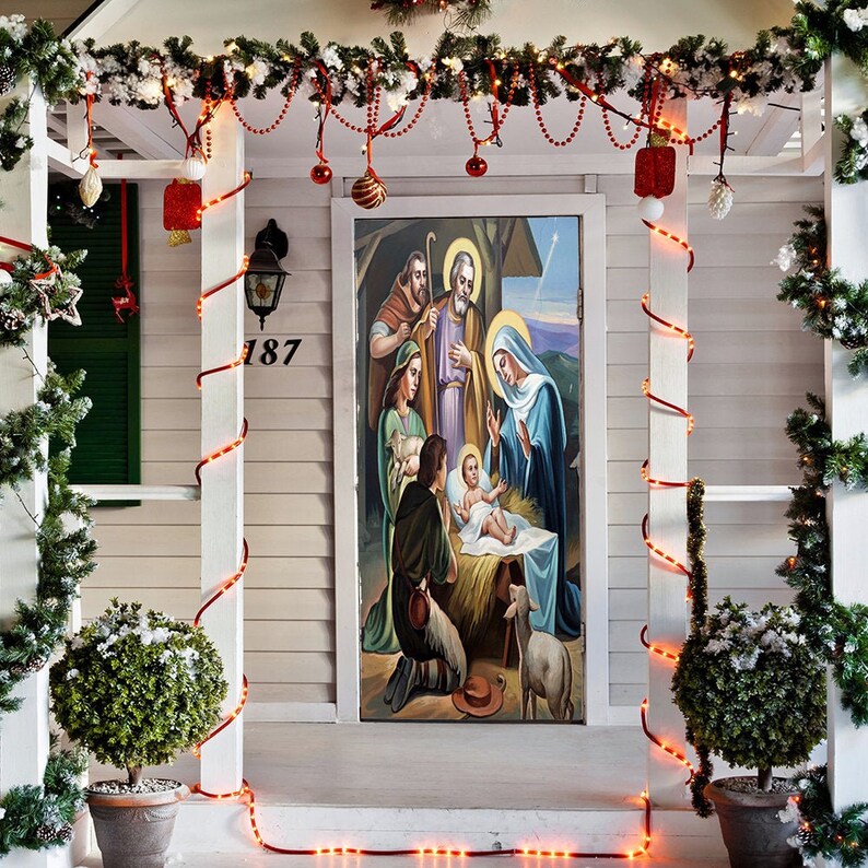 Nativity Scene Door Cover Christmas Door Covers Outdoor Etsy