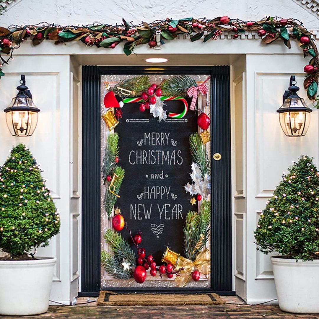 Merry Christmas and Happy New Year Door Decoration Christmas Etsy 日本