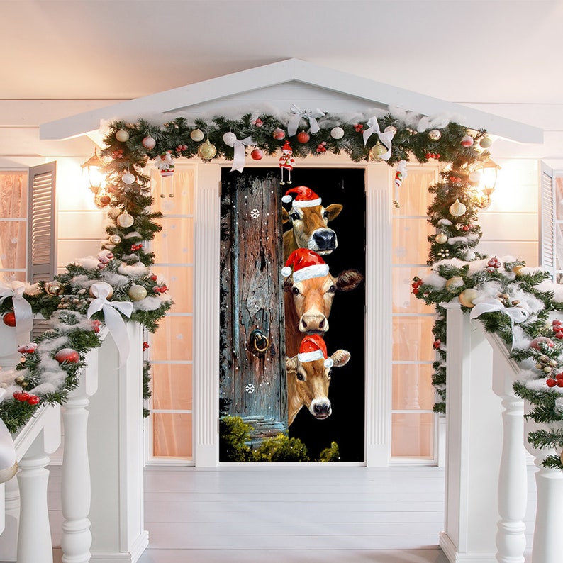 Cows in Barn Cow Door Cover Christmas Cow Christmas Door Etsy Canada