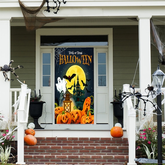 Halloween-Türabdeckung (63x183 Cm) – Gruselige Kürbis-Deko Für Tür, Veranda & Party