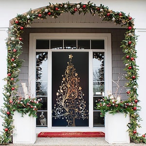 Golden Christmas Tree Door Decoration Christmas Door Covers Outdoor Christmas Decorations Front Door Decor Door Cover Home Decor image 4