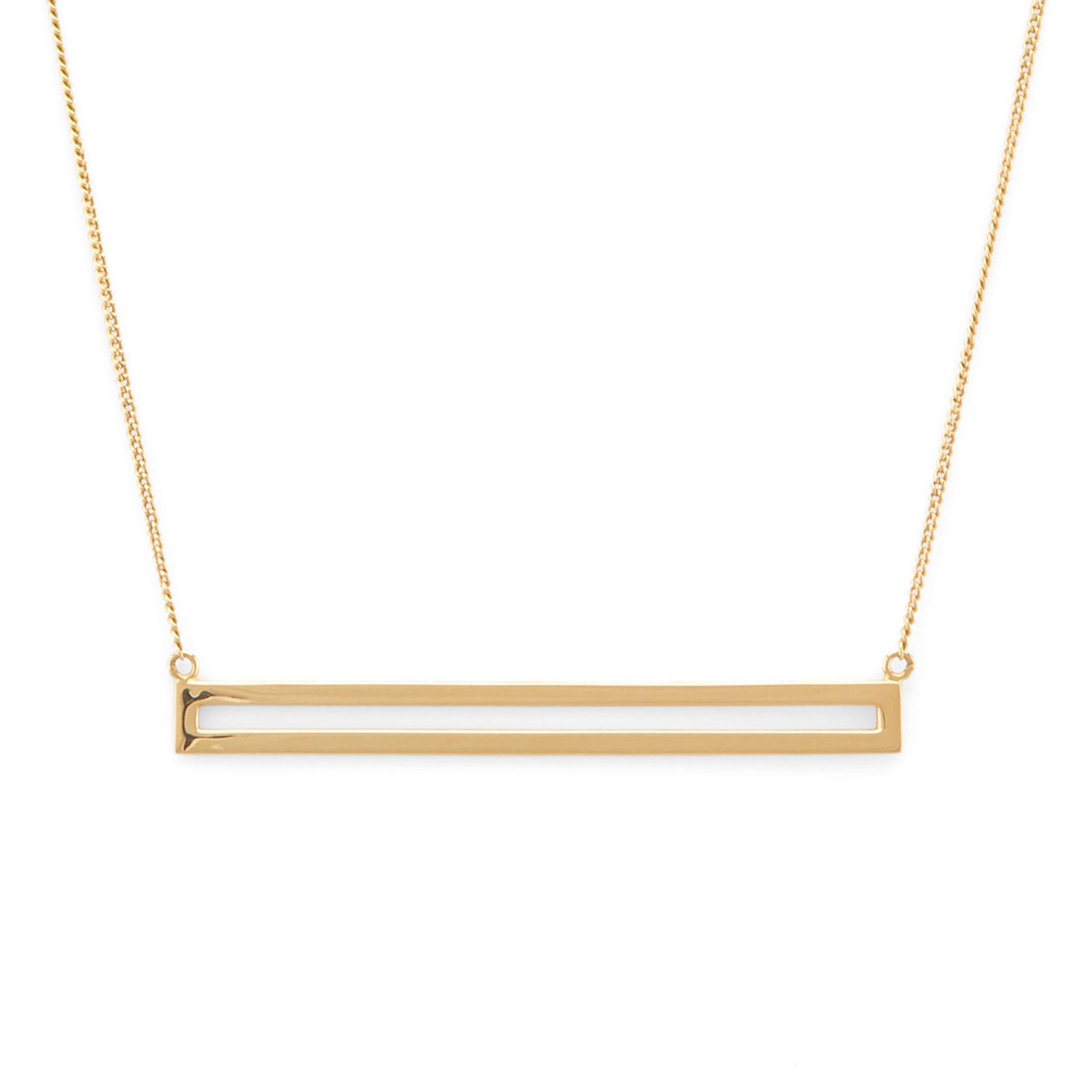 14K GoldPlated Rectangle Necklace Modern Geometric Chain Etsy
