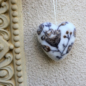 Felted home decoration, Hanging heart ornament, Gift for mother day, gift for wedding