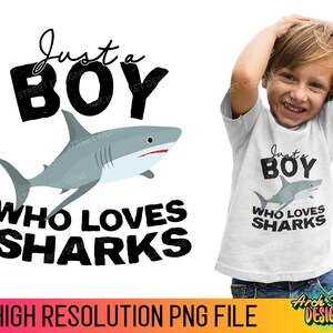 SVG de tiburón: Diseño de camiseta para un niño que ama los tiburones (descarga digital)