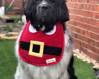 Christmas Santa bib Giant big Dog drool Bib dog bib Newfoundland Newfie Bernese mountain dog Saint Bernard