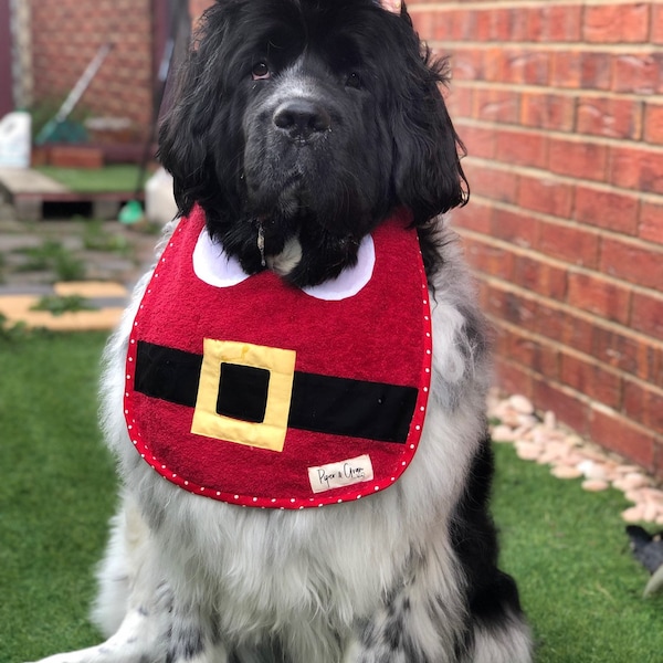 Christmas Santa bib Giant big Dog drool Bib dog bib Newfoundland Newfie Bernese mountain dog Saint Bernard