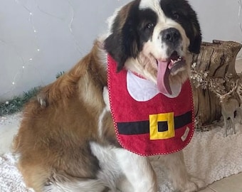 Christmas Santa bib Giant big Dog drool Bib dog bib Saint Bernard Christmas bib Newfie Bernese mountain dog