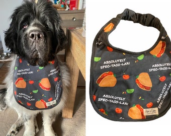 Giant big Dog drool Bib Reversible Newfoundland newfie Newfy bernese mountain dog Saint Bernard Spec-taco-lar slobber dog bib