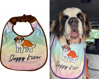 Sloppy kisser slobber dog bib Giant big Dog drool Bib Reversible Newfoundland newfie Newfy bernese mountain dog Saint Bernard