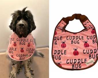 Cuddle Bug Pink slobber dog bib Giant big Dog drool Bib Reversible Newfoundland newfie Newfy bernese mountain dog Saint Bernard