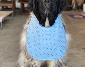 Blue polka dog drool bib slobber dog bib Giant big Dog drool Bib Reversible Newfoundland newfie Newfy bernese mountain dog Saint Bernard