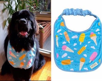 Scream for icecream drool bib Giant big Dog drool Bib Reversible Newfoundland newfie bernese mountain dog Saint Bernard merchandise dog bib