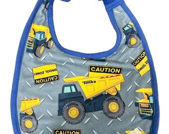 Caution drool zone Tonka truck dog bib blue Giant big Dog drool Bib Newfoundland newfie Newfy bernese mountain dog Saint Bernard