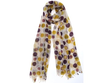 Women's scarf - wool/silk - color variations - colored dot pattern - high quality, super soft