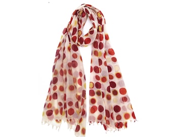 Women's scarf - wool/silk - color variations - colored dot pattern - high quality, super soft