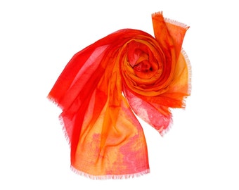 Airy scarf | Silk/Modal | red, orange | 70 x 180 cm | Gift