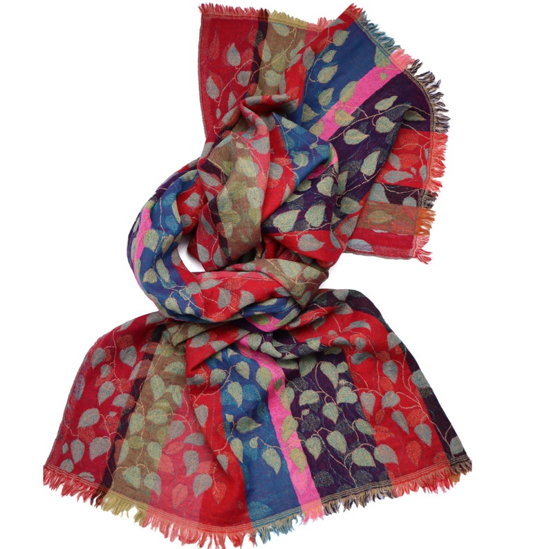 Women's winter scarf 100% merino wool jacquard floral pattern high quality, super soft image 1