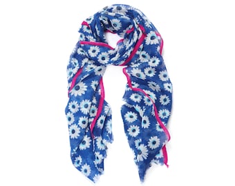 Pañuelo de mujer – lana virgen pura – estampado floral, borde contrastante ...  Variaciones de color: alta calidad, súper suave