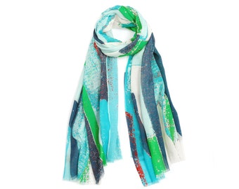Summer scarf - cotton/modal - artistic pattern - high quality, super soft