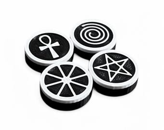 Guitar Pedal Footswitch Topper Witchcraft Symbols (Thin Version) 4 Pack