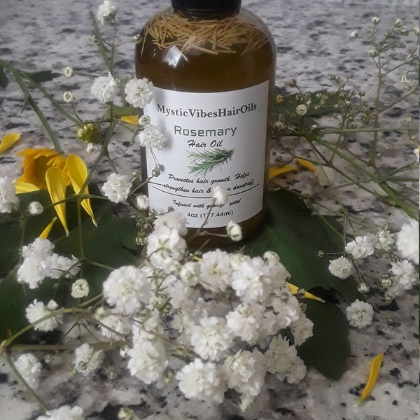 Herbal Rosemary Hair Growth Oil (with Quartz Crystals), Ayurvedic Oils Stimulate Roots,& Increase Scalp Circulation- Slows premature graying