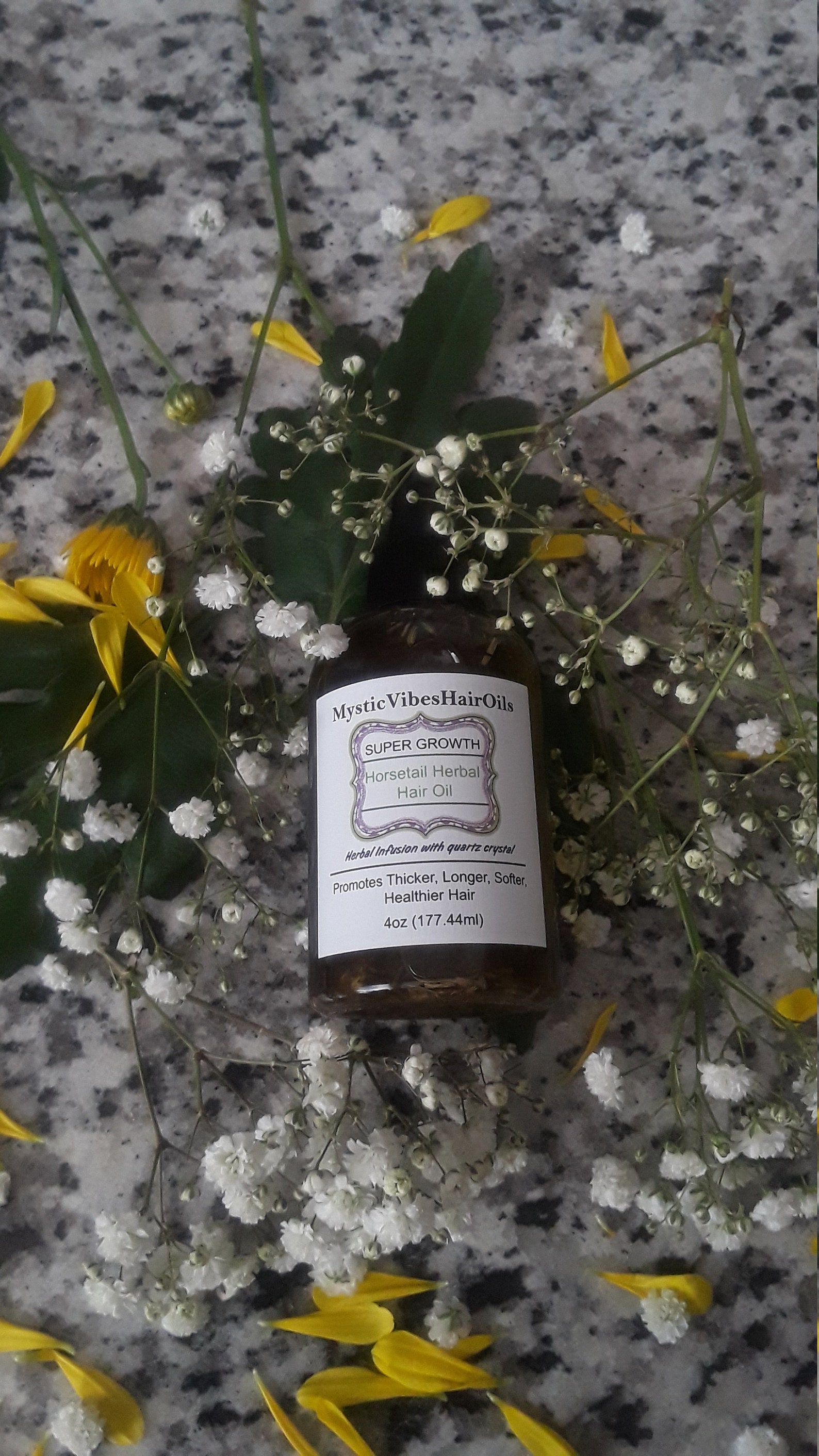 Horsetail Herbal Hair Growth Oil Infused With Quartz Crystal, Helps