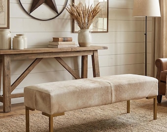 Premium Cowhide ottoman / Cowhide bench  - Custom made -  FREE SHIPPING - LFB60