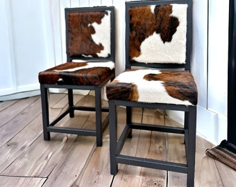 Echte koeienhuid eetkamerstoel, keukenstoelen, accentstoelenset, eettafel stoelen, rustiek decor - FPDC