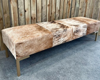 Cowhide ottoman / Cowhide bench 70" Wide  - Custom made-  Handmade - FREE shipping - LFB70 -