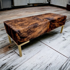 Handmade Cowhide Ottoman Bench – Custom Steel Frame, U.K. Crafted