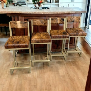 Unique cowhide counter stools with backs / cowhide bar stools RGBK