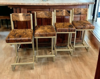 Unique cowhide counter stools with backs / cowhide bar stools RGBK
