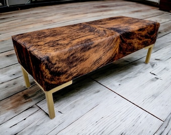 Handmade Cowhide Ottoman Bench – Custom Steel Frame, U.K. Crafted