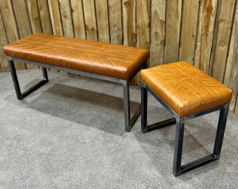 Vintage tan Lederbank / Union Jack aus echtem Distressed Leder - Handmade in the UK!