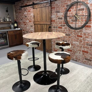 Cowhide bar stools  / counter stools  - adjustable height - Custom Made-   FP GL-