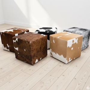 Genuine cowhide footstool cube - Handmade in a hide colour of your choice!