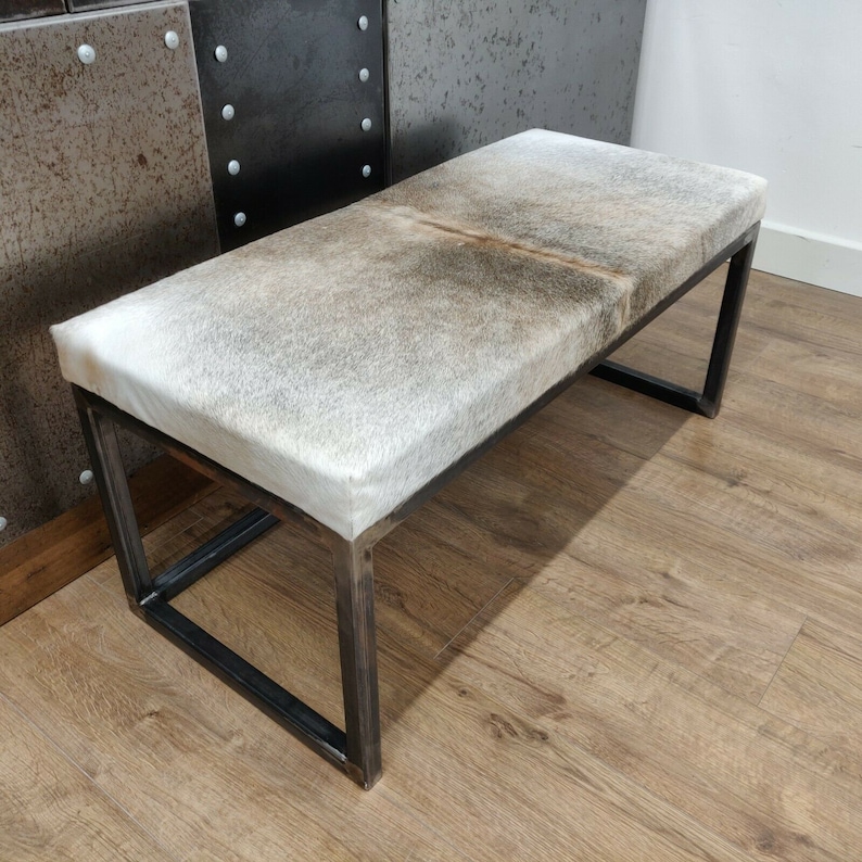 CUSTOM MADE / BESPOKE Cowhide Topped Steel Bench / Ottoman Etsy UK