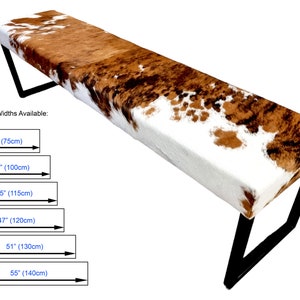 Custom made cowhide and steel bench / cowhide ottoman - Any Size / Any Color!  - Handmade -RGB