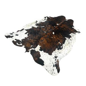 Medium / Large sized Tri-Colour Genuine Cowhide Rug, Hair on Hide, Sold as Seen