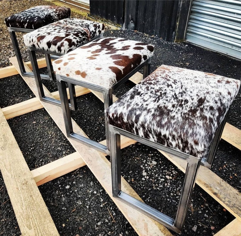 Custom Made Cowhide Dining Table Height Benches / Dining Table Etsy