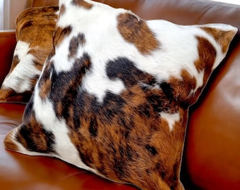 Tri-color cowhide cushion cover / pillow cover - Handmade in various sizes available!