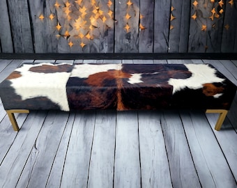 Cowhide ottoman / Cowhide bench 70" Wide  - Custom made-  Handmade - FREE shipping - LFB70
