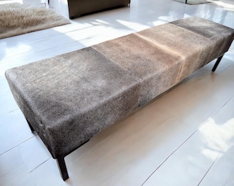 Premium cowhide bench - 70" long - Custom made cowhide ottoman-  Handmade to order - FREE shipping - LFB70